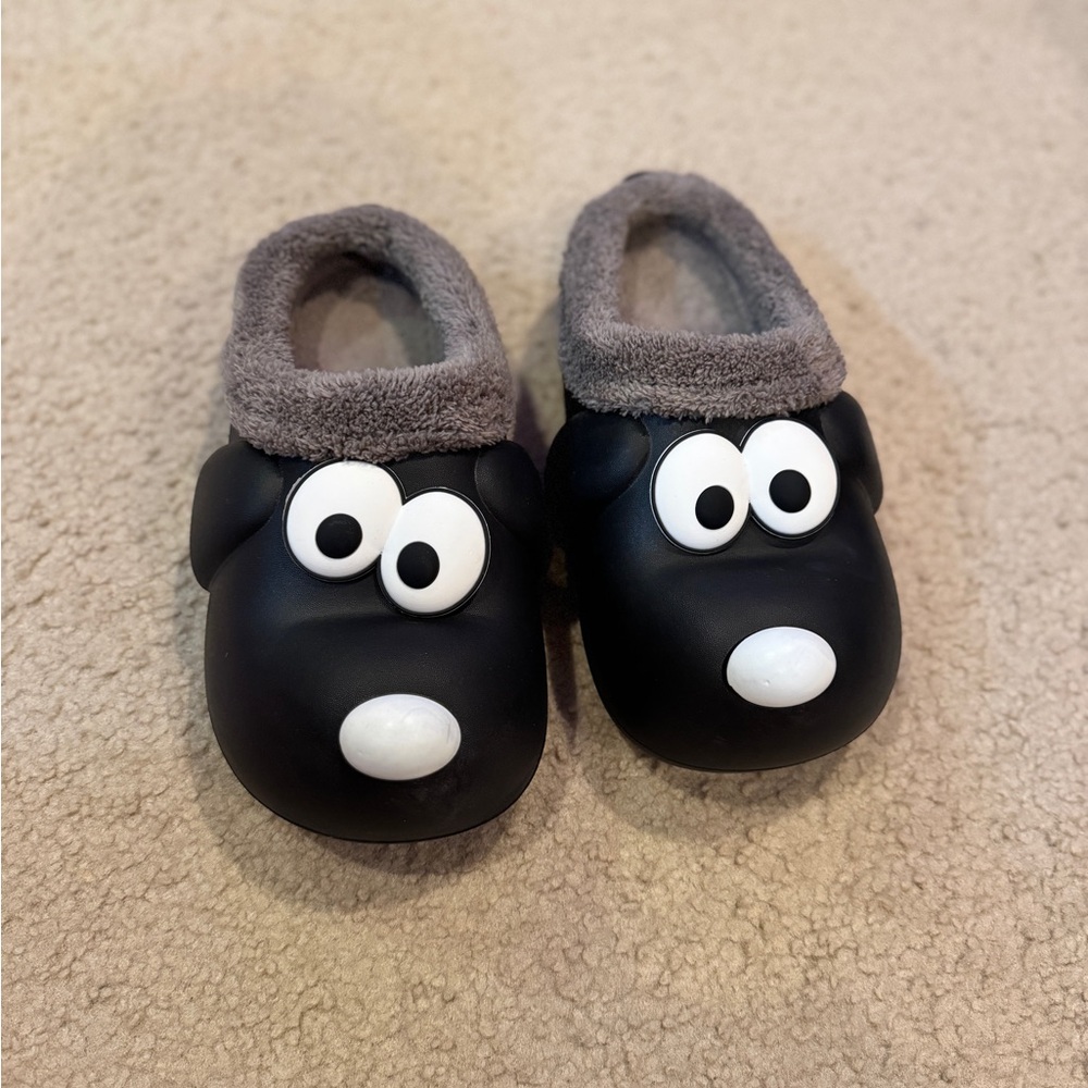 Cute Black and Gray Dog Slippers